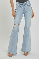 Mid Rise Button Down Flare Jeans-Jeans-Podos Boutique, a Women's Fashion Boutique Located in Calera, AL