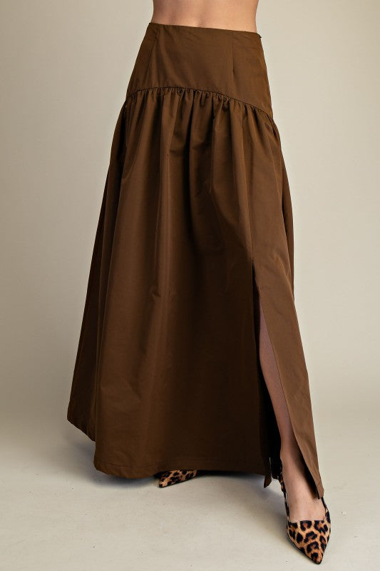 A-Line Mocha Flair Skirt-Skirts-Podos Boutique, a Women's Fashion Boutique Located in Calera, AL