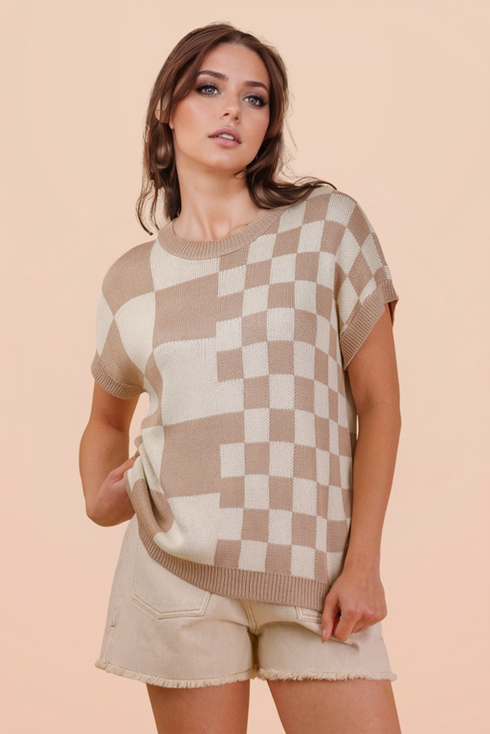 Dolman Checkered Sweater-Sweaters-Podos Boutique, a Women's Fashion Boutique Located in Calera, AL
