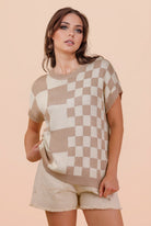 Dolman Checkered Sweater-Sweaters-Podos Boutique, a Women's Fashion Boutique Located in Calera, AL