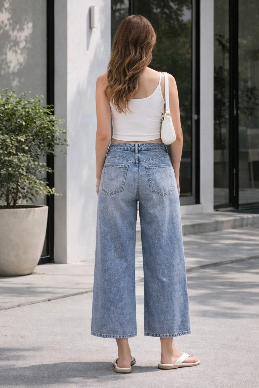 Knit Denim Cropped Pants-Pants-Podos Boutique, a Women's Fashion Boutique Located in Calera, AL
