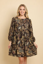 Botanical Babydoll Dress-Short Dresses-Podos Boutique, a Women's Fashion Boutique Located in Calera, AL