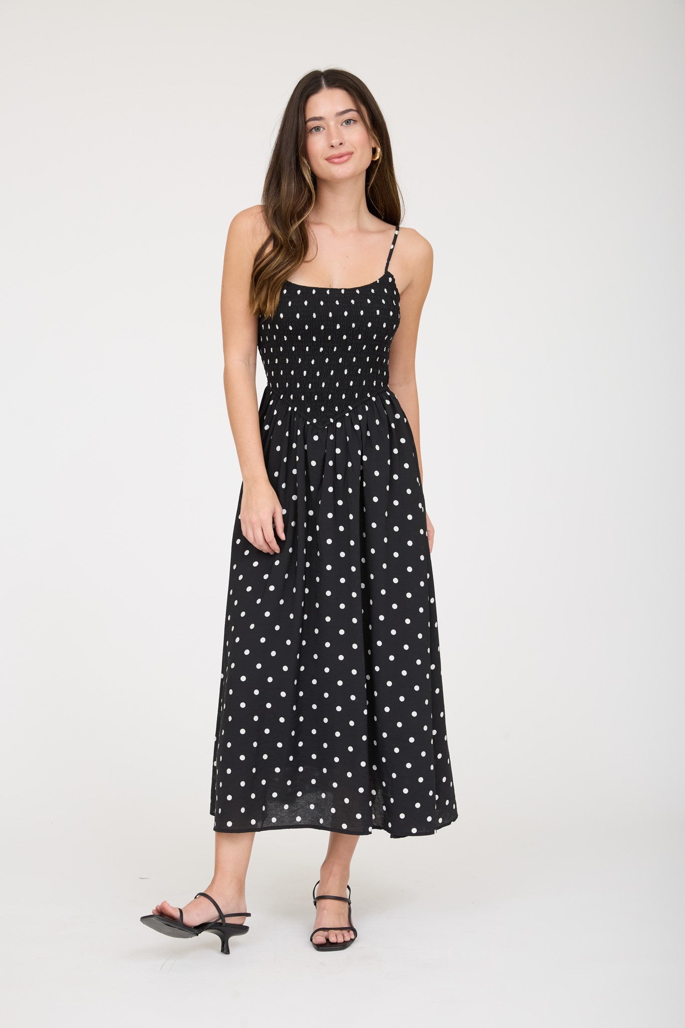 Give Me Polka Dots Dress-Midi Dresses-Podos Boutique, a Women's Fashion Boutique Located in Calera, AL