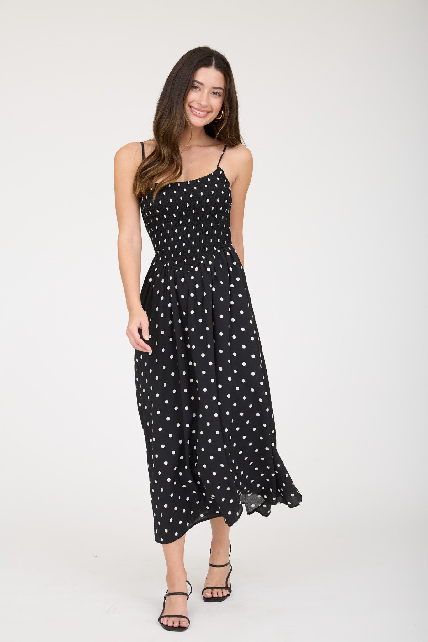Give Me Polka Dots Dress-Midi Dresses-Podos Boutique, a Women's Fashion Boutique Located in Calera, AL