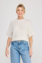Lt Linen Sweater Top-Fashion Tops-Podos Boutique, a Women's Fashion Boutique Located in Calera, AL