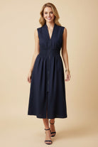 Nothing More Flattering Dress-Midi Dresses-Podos Boutique, a Women's Fashion Boutique Located in Calera, AL