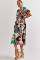 Maui Floral Midi Dress-Midi Dresses-Podos Boutique, a Women's Fashion Boutique Located in Calera, AL