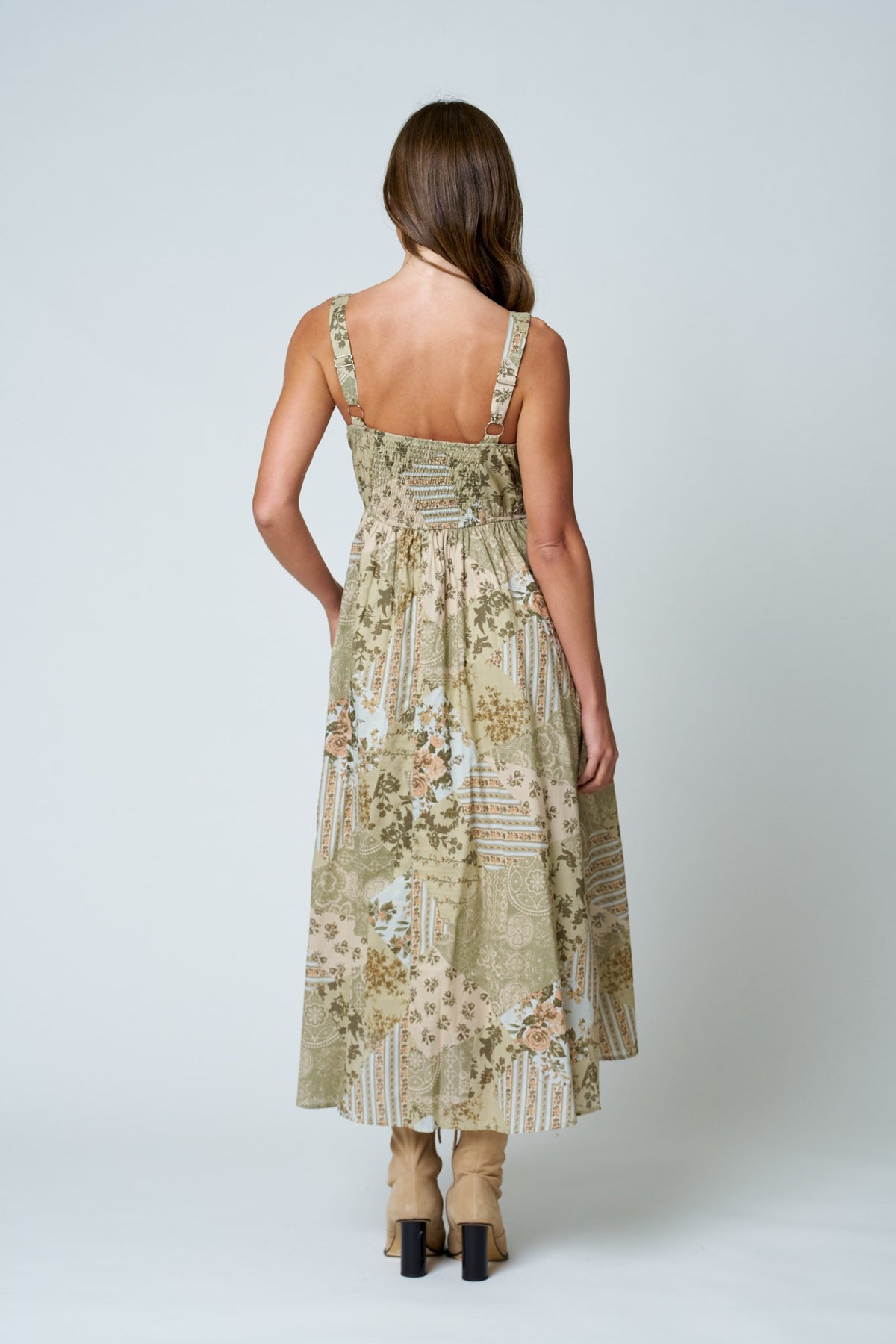 Loving The Patchwork Dress-Midi Dresses-Podos Boutique, a Women's Fashion Boutique Located in Calera, AL