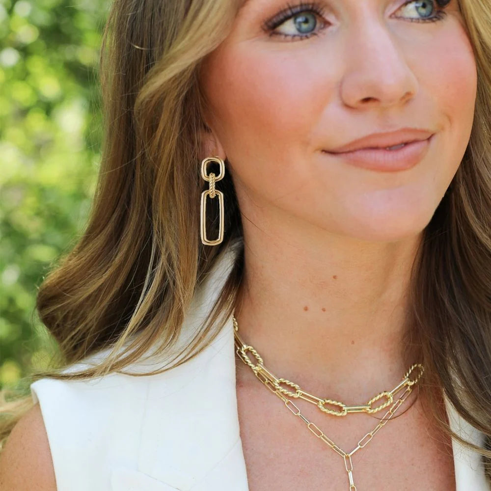 She's Spicy Link Statement Earrings-Earrings-Podos Boutique, a Women's Fashion Boutique Located in Calera, AL