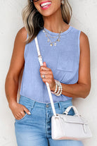 Mineral Wash Patched Tank Top-Fashion Tops-Podos Boutique, a Women's Fashion Boutique Located in Calera, AL