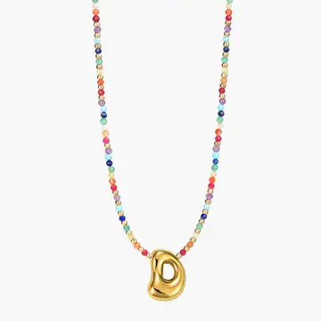 Rainbow Bubble Letter Necklace-Jewelry-Podos Boutique, a Women's Fashion Boutique Located in Calera, AL