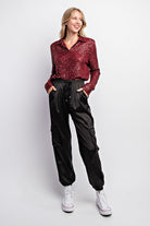 Satin Cargo Joggers-Joggers-Podos Boutique, a Women's Fashion Boutique Located in Calera, AL