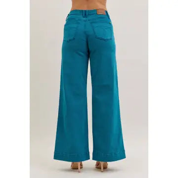 Judy Blue MR Utility Wide - Teal-Jeans-Podos Boutique, a Women's Fashion Boutique Located in Calera, AL