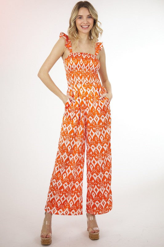 Retro Print Tube Top Jumpsuit-Rompers & Jumpsuits-Podos Boutique, a Women's Fashion Boutique Located in Calera, AL