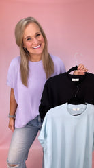 Ribbed Asymmetrical Top-Short Sleeves-Podos Boutique, a Women's Fashion Boutique Located in Calera, AL