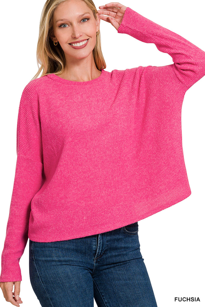 Ribbed Dolman Sweater-Sweaters-Podos Boutique, a Women's Fashion Boutique Located in Calera, AL