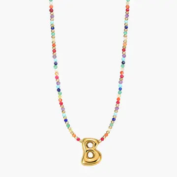 Rainbow Bubble Letter Necklace-Jewelry-Podos Boutique, a Women's Fashion Boutique Located in Calera, AL