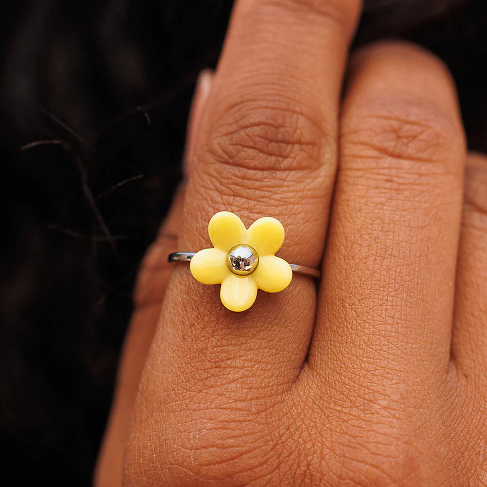 PV Solstice Enamel Flower Ring-Rings-Podos Boutique, a Women's Fashion Boutique Located in Calera, AL