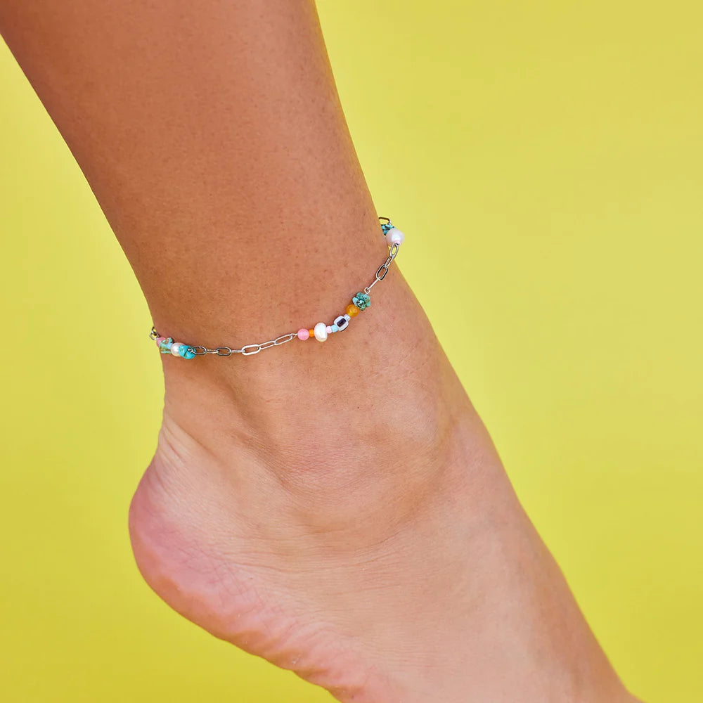 PV Melody & Chain Anklet-Anklet-Podos Boutique, a Women's Fashion Boutique Located in Calera, AL