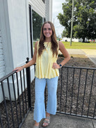 Yellow Cream Sleeveless Top-Fashion Tops-Podos Boutique, a Women's Fashion Boutique Located in Calera, AL