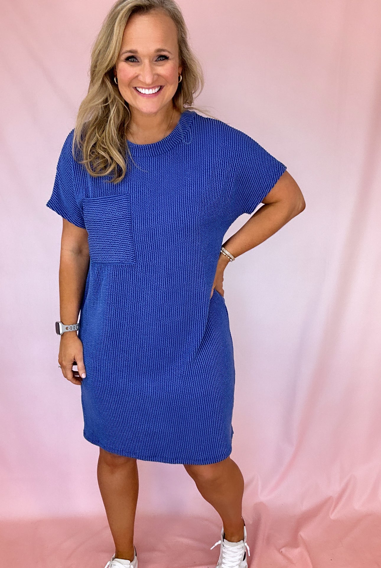 Ribbed Dress w/ Pocket Detail-Short Dresses-Podos Boutique, a Women's Fashion Boutique Located in Calera, AL