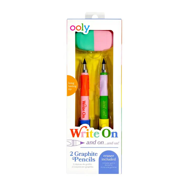 Write On Graphite Pencil and Eraser Set - 3 Pc-Stationary-Podos Boutique, a Women's Fashion Boutique Located in Calera, AL