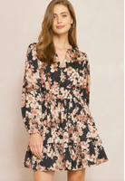 Floral Print Black Dress-Short Dresses-Podos Boutique, a Women's Fashion Boutique Located in Calera, AL