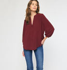 Lola V-Neck Top-Long Sleeves-Podos Boutique, a Women's Fashion Boutique Located in Calera, AL