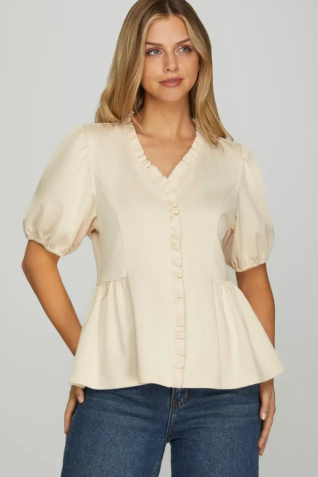 Romance In Ruffles Top-Short Sleeves-Podos Boutique, a Women's Fashion Boutique Located in Calera, AL