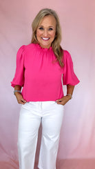 Lilly Mock Neck Top-Long Sleeves-Podos Boutique, a Women's Fashion Boutique Located in Calera, AL