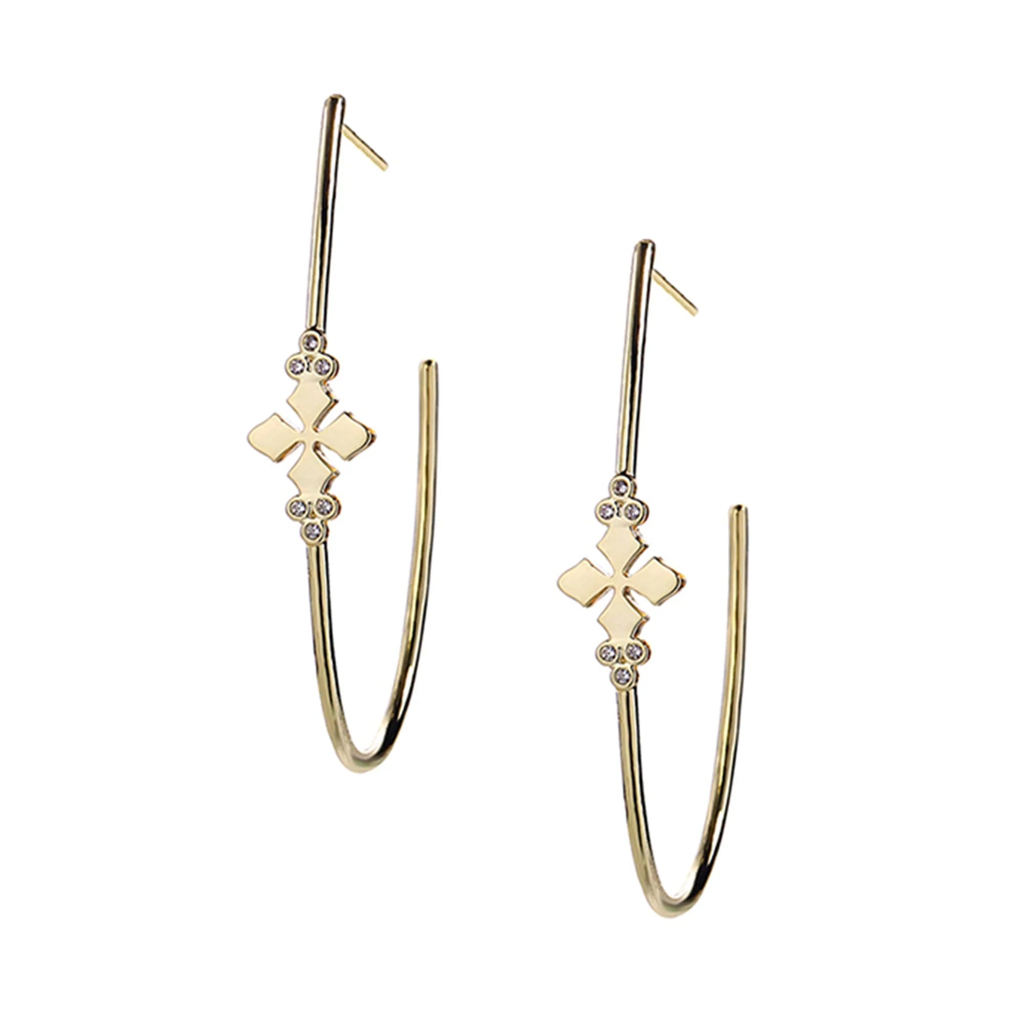 Believer Cross Hoop Earrings-Earrings-Podos Boutique, a Women's Fashion Boutique Located in Calera, AL