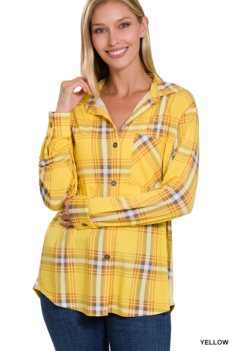 Plaid Front Pocket Shacket-Shackets-Podos Boutique, a Women's Fashion Boutique Located in Calera, AL