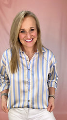 Elle Striped Top-Short Sleeves-Podos Boutique, a Women's Fashion Boutique Located in Calera, AL