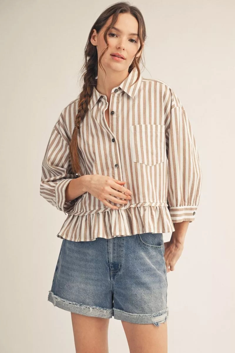 Stripe A Pose Top-Fashion Tops-Podos Boutique, a Women's Fashion Boutique Located in Calera, AL