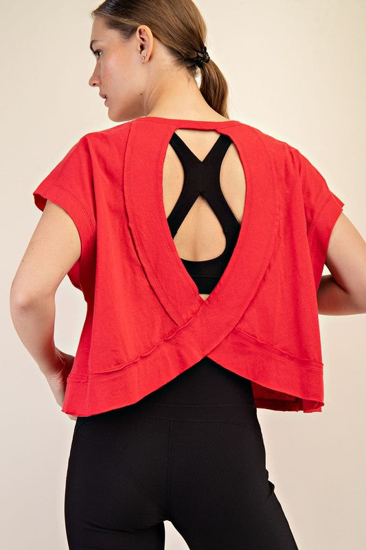 Rae Mode Open Back Slub Top-Fashion Tops-Podos Boutique, a Women's Fashion Boutique Located in Calera, AL