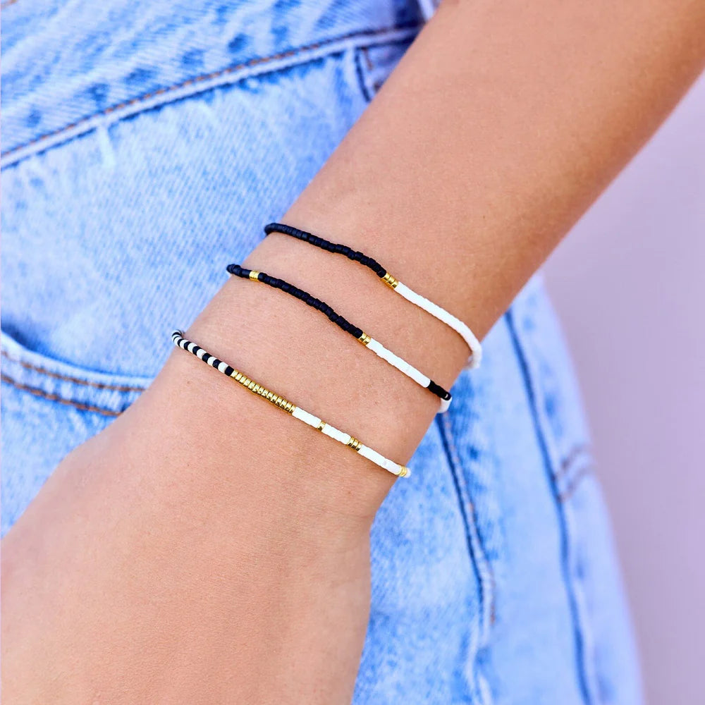 PV Monochrome Stretch Bracelet Set of 3-Podos Boutique, a Women's Fashion Boutique Located in Calera, AL