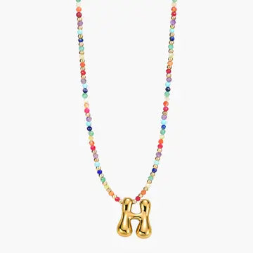 Rainbow Bubble Letter Necklace-Jewelry-Podos Boutique, a Women's Fashion Boutique Located in Calera, AL