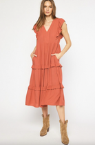 Sabrina Tiered Midi Dress-Midi Dresses-Podos Boutique, a Women's Fashion Boutique Located in Calera, AL