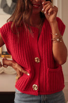 Fiery Red Sweater Vest-Podos Boutique, a Women's Fashion Boutique Located in Calera, AL