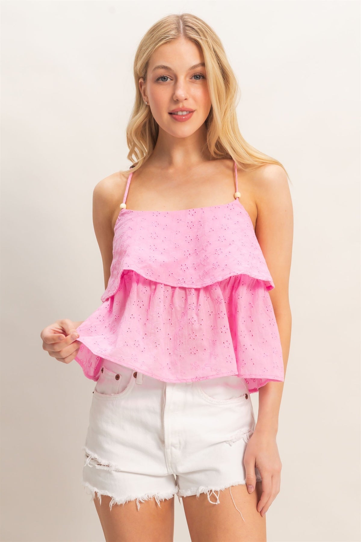 Charmed Eyelet Top-Fashion Tops-Podos Boutique, a Women's Fashion Boutique Located in Calera, AL