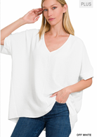 PLUS AIRFLOW V-NECK DOLMAN TOP-Short Sleeves-Podos Boutique, a Women's Fashion Boutique Located in Calera, AL