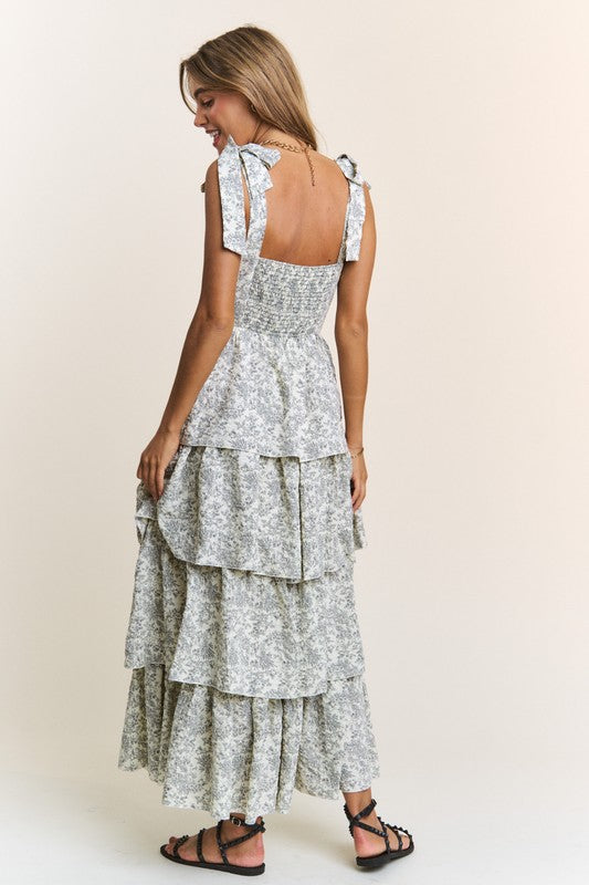 Floral Blue Maxi Dress-Maxi Dresses-Podos Boutique, a Women's Fashion Boutique Located in Calera, AL