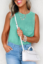 Mineral Wash Patched Tank Top-Fashion Tops-Podos Boutique, a Women's Fashion Boutique Located in Calera, AL