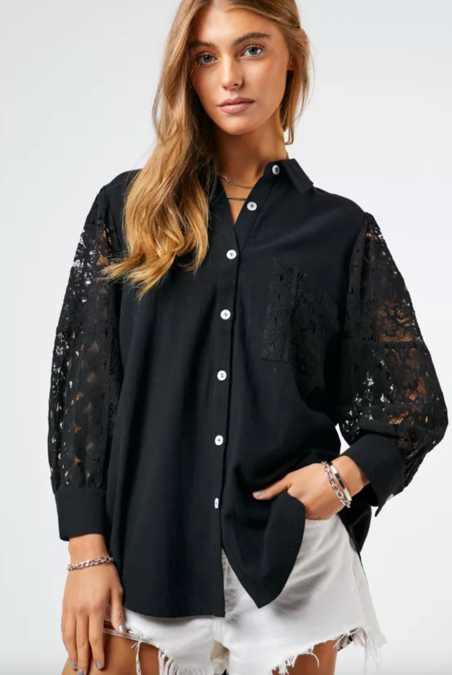 Dani Button up-Long Sleeves-Podos Boutique, a Women's Fashion Boutique Located in Calera, AL