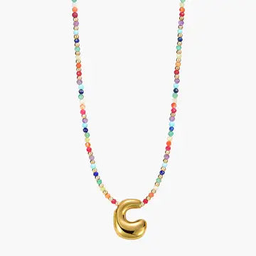 Rainbow Bubble Letter Necklace-Jewelry-Podos Boutique, a Women's Fashion Boutique Located in Calera, AL