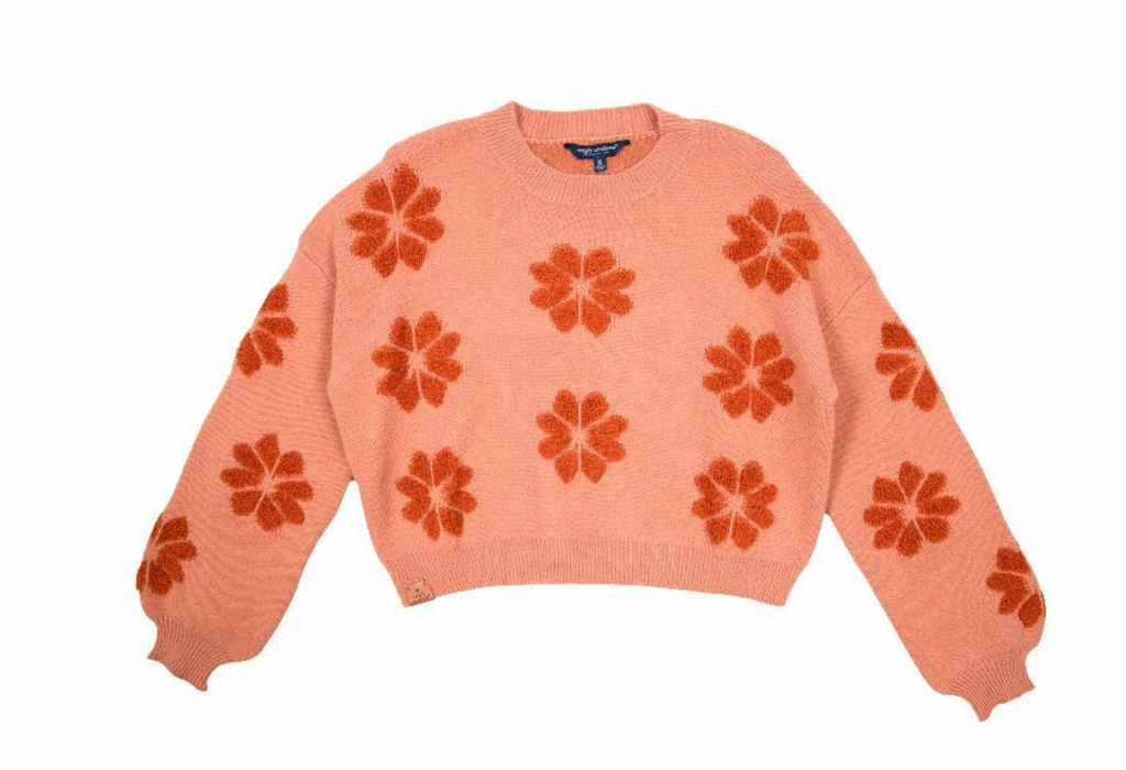 SS Flower Sweater-Tops-Podos Boutique, a Women's Fashion Boutique Located in Calera, AL