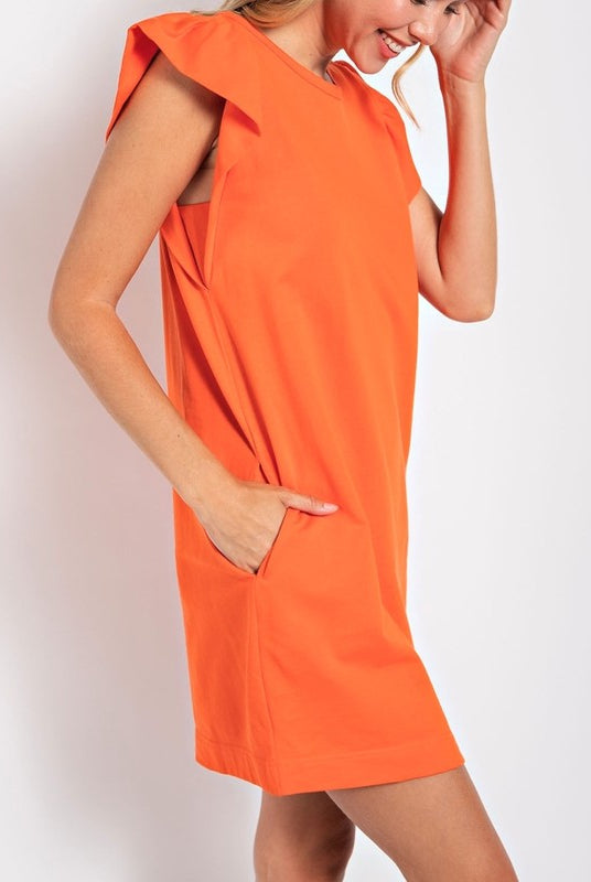 Ruffle Sleeve Shift Dress-Short Dresses-Podos Boutique, a Women's Fashion Boutique Located in Calera, AL