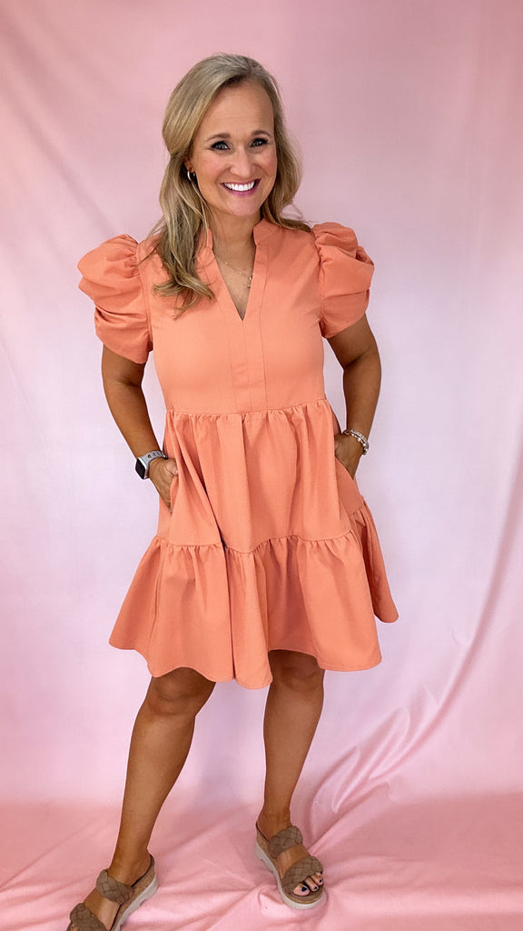 Sadie Puff Sleeve Dress-Short Dresses-Podos Boutique, a Women's Fashion Boutique Located in Calera, AL