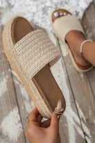 White Boho Single Band Slippers-shoe-Podos Boutique, a Women's Fashion Boutique Located in Calera, AL