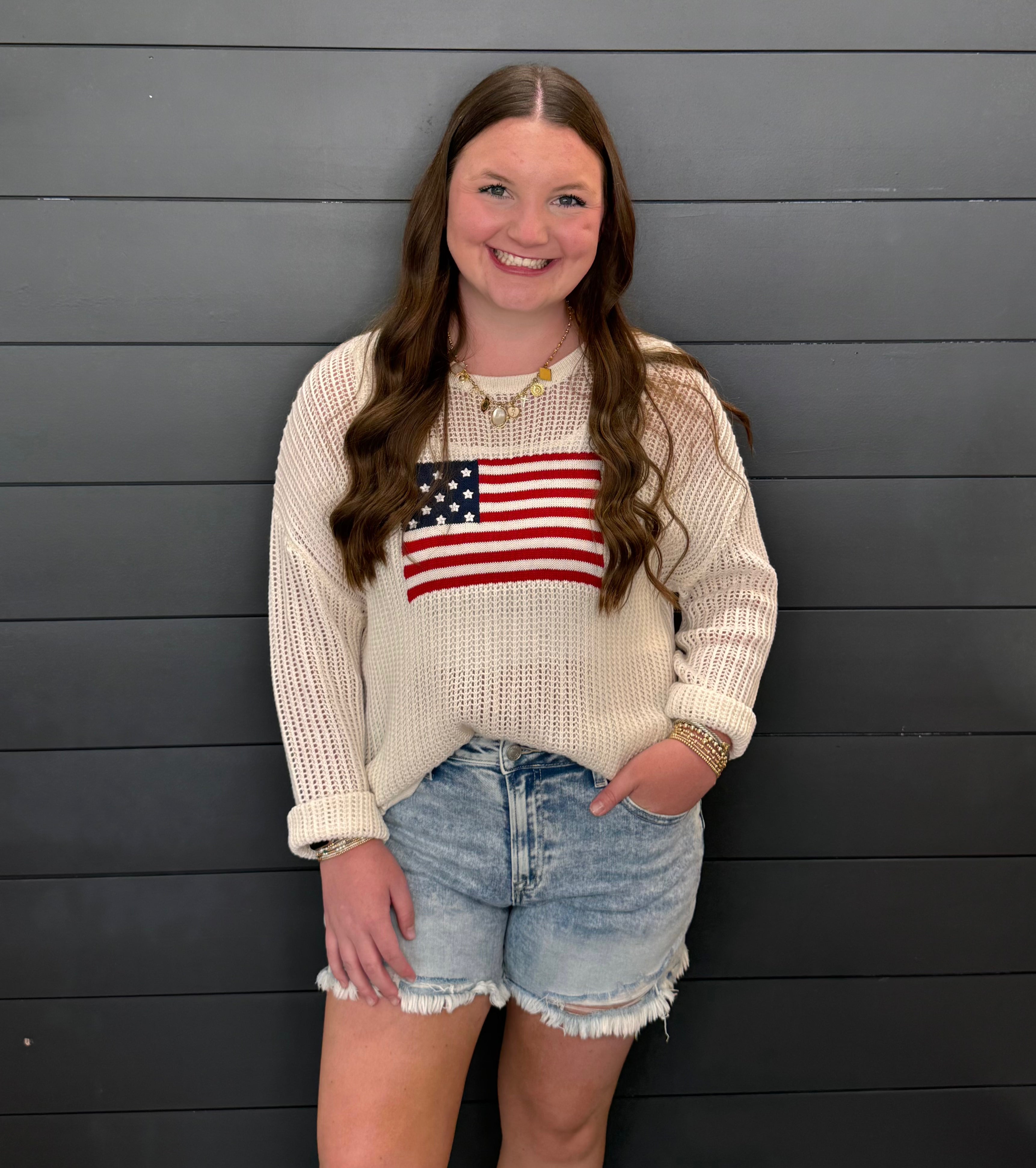 Simply Southern Flag Sweater-Sweaters-Podos Boutique, a Women's Fashion Boutique Located in Calera, AL